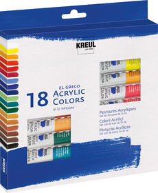 KREUL el Greco Acrylic Комплект АКРИЛНА БОЯ, 18 цвята x 12 ml